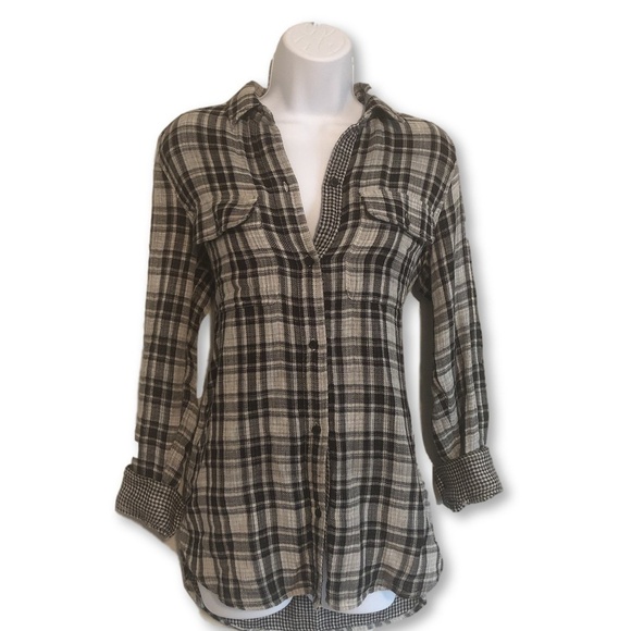 MADEWELL - Lightweight Black & White Plaid Button Down Top - Picture 7 of 7
